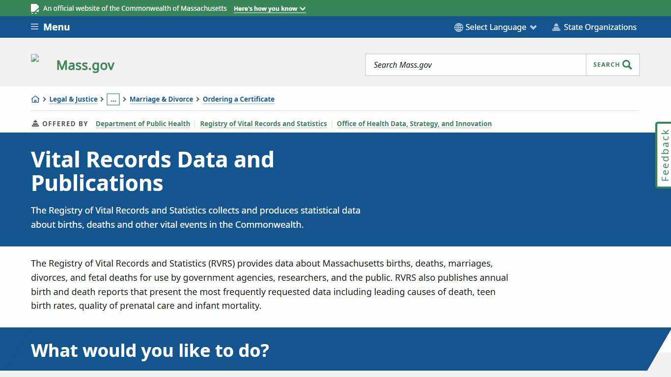 Vital Records Data and Publications Mass.gov